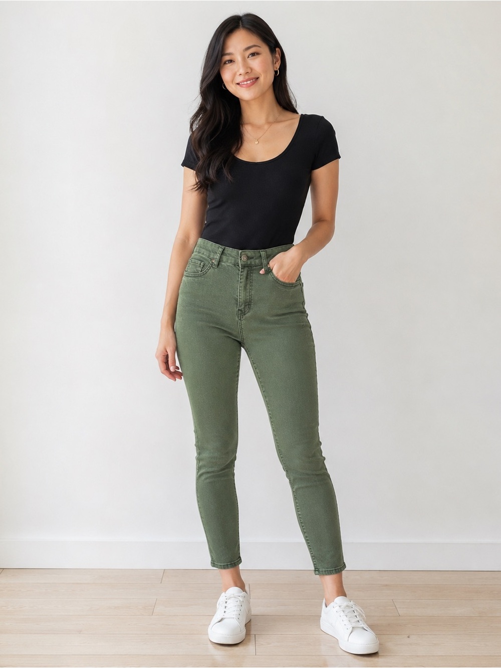 d.jeans Womens Olive Green Stretch Skinny Jeans Pants Size 12 Cotton Blend